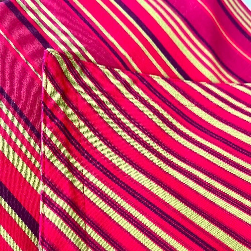Bold Red Striped Reversible Rectangular Table Runner- 90” by 14” - Picture 2 of 4